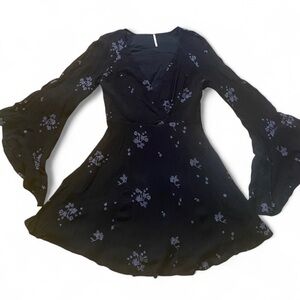 Free People Jasmine Embroidered Bell Sleeve Mini Dress